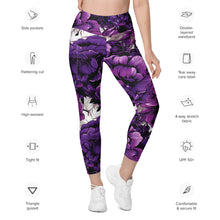 Purple Petals Performance: Women's Running Leggings from Mile After Mile Exclusive Leggings Pockets Running Tights Womens