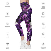 Purple Petals Performance: Women's Running Leggings from Mile After Mile Exclusive Leggings Pockets Running Tights Womens
