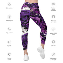 Purple Petals Performance: Women's Running Leggings from Mile After Mile Exclusive Leggings Pockets Running Tights Womens