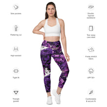 Purple Petals Performance: Women's Running Leggings from Mile After Mile Exclusive Leggings Pockets Running Tights Womens