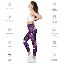 Purple Petals Performance: Women's Running Leggings from Mile After Mile Exclusive Leggings Pockets Running Tights Womens