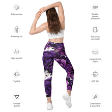 Purple Petals Performance: Women's Running Leggings from Mile After Mile Exclusive Leggings Pockets Running Tights Womens