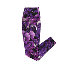 Purple Petals Performance: Women's Running Leggings from Mile After Mile Exclusive Leggings Pockets Running Tights Womens