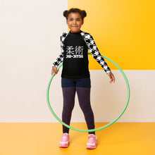 Sleek and Sophisticated: Houndstooth Classic Jiu-Jitsu Long Sleeve Rash Guard for Girls' BJJ