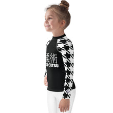 Sleek and Sophisticated: Houndstooth Classic Jiu-Jitsu Long Sleeve Rash Guard for Girls' BJJ