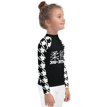 Sleek and Sophisticated: Houndstooth Classic Jiu-Jitsu Long Sleeve Rash Guard for Girls' BJJ