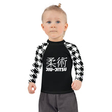 Sleek and Sophisticated: Houndstooth Classic Jiu-Jitsu Long Sleeve Rash Guard for Girls' BJJ
