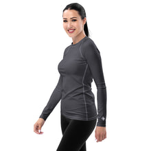 Sleek Sophistication: Women's Solid Color Long Sleeve Rash Guard - Charcoal Exclusive Long Sleeve Rash Guard Solid Color Swimwear Womens