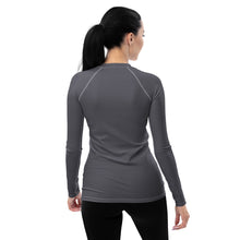 Sleek Sophistication: Women's Solid Color Long Sleeve Rash Guard - Charcoal Exclusive Long Sleeve Rash Guard Solid Color Swimwear Womens