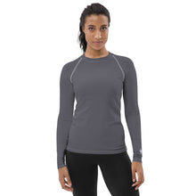 Sleek Sophistication: Women's Solid Color Long Sleeve Rash Guard - Charcoal Exclusive Long Sleeve Rash Guard Solid Color Swimwear Womens