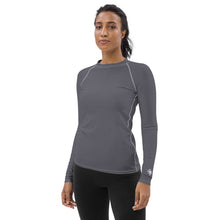 Sleek Sophistication: Women's Solid Color Long Sleeve Rash Guard - Charcoal Exclusive Long Sleeve Rash Guard Solid Color Swimwear Womens