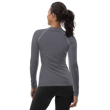 Sleek Sophistication: Women's Solid Color Long Sleeve Rash Guard - Charcoal Exclusive Long Sleeve Rash Guard Solid Color Swimwear Womens