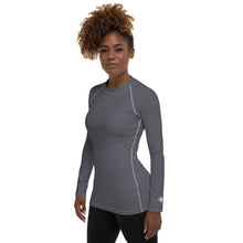 Sleek Sophistication: Women's Solid Color Long Sleeve Rash Guard - Charcoal Exclusive Long Sleeve Rash Guard Solid Color Swimwear Womens