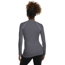 Sleek Sophistication: Women's Solid Color Long Sleeve Rash Guard - Charcoal Exclusive Long Sleeve Rash Guard Solid Color Swimwear Womens