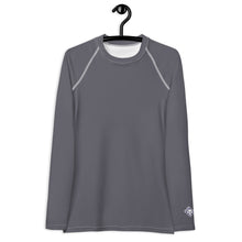 Sleek Sophistication: Women's Solid Color Long Sleeve Rash Guard - Charcoal Exclusive Long Sleeve Rash Guard Solid Color Swimwear Womens