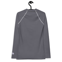 Sleek Sophistication: Women's Solid Color Long Sleeve Rash Guard - Charcoal Exclusive Long Sleeve Rash Guard Solid Color Swimwear Womens
