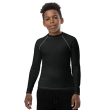 Solid Color Rash Guard – Youth Boys Long Sleeve Workout Gear – Noir