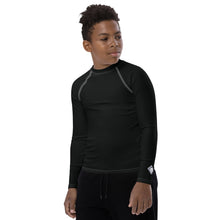 Solid Color Rash Guard – Youth Boys Long Sleeve Workout Gear – Noir