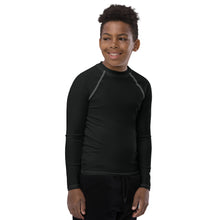 Solid Color Rash Guard – Youth Boys Long Sleeve Workout Gear – Noir