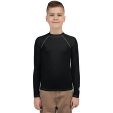 Solid Color Rash Guard – Youth Boys Long Sleeve Workout Gear – Noir