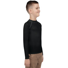 Solid Color Rash Guard – Youth Boys Long Sleeve Workout Gear – Noir