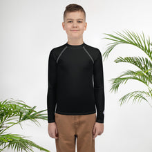 Solid Color Rash Guard – Youth Boys Long Sleeve Workout Gear – Noir