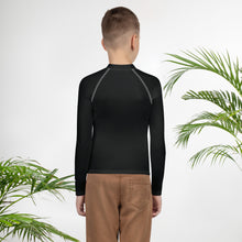 Solid Color Rash Guard – Youth Boys Long Sleeve Workout Gear – Noir