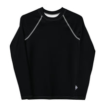 Solid Color Rash Guard – Youth Boys Long Sleeve Workout Gear – Noir