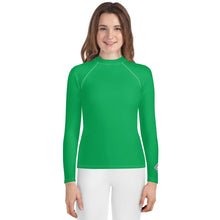 Solid Color Youth Rash Guard – Long Sleeve Top for Girls’ Active Days – Jade