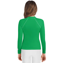 Solid Color Youth Rash Guard – Long Sleeve Top for Girls’ Active Days – Jade