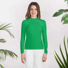 Solid Color Youth Rash Guard – Long Sleeve Top for Girls’ Active Days – Jade