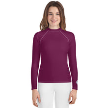 Solid Rash Guard for Girls – Youth Long Sleeve for Training & Play – Tyrian Purple