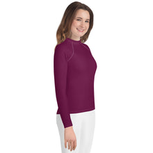 Solid Rash Guard for Girls – Youth Long Sleeve for Training & Play – Tyrian Purple