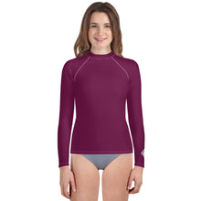Solid Rash Guard for Girls – Youth Long Sleeve for Training & Play – Tyrian Purple