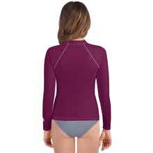 Solid Rash Guard for Girls – Youth Long Sleeve for Training & Play – Tyrian Purple