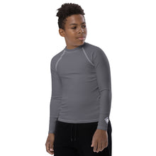 Solid Youth Rash Guard – Boys Long Sleeve Top for Fitness & Martial Arts – Charcoal