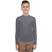 Solid Youth Rash Guard – Boys Long Sleeve Top for Fitness & Martial Arts – Charcoal