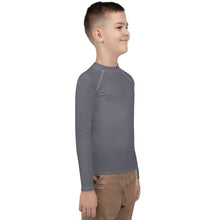 Solid Youth Rash Guard – Boys Long Sleeve Top for Fitness & Martial Arts – Charcoal