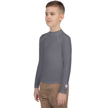 Solid Youth Rash Guard – Boys Long Sleeve Top for Fitness & Martial Arts – Charcoal