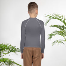 Solid Youth Rash Guard – Boys Long Sleeve Top for Fitness & Martial Arts – Charcoal