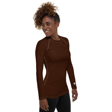 Sophisticated Sun Protection: Women's Solid Color Rash Guard - Chocolate Exclusive Long Sleeve Rash Guard Solid Color Swimwear Womens