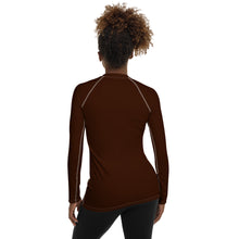 Sophisticated Sun Protection: Women's Solid Color Rash Guard - Chocolate Exclusive Long Sleeve Rash Guard Solid Color Swimwear Womens