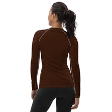 Sophisticated Sun Protection: Women's Solid Color Rash Guard - Chocolate Exclusive Long Sleeve Rash Guard Solid Color Swimwear Womens