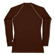 Sophisticated Sun Protection: Women's Solid Color Rash Guard - Chocolate Exclusive Long Sleeve Rash Guard Solid Color Swimwear Womens