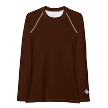 Sophisticated Sun Protection: Women's Solid Color Rash Guard - Chocolate Exclusive Long Sleeve Rash Guard Solid Color Swimwear Womens