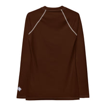 Sophisticated Sun Protection: Women's Solid Color Rash Guard - Chocolate Exclusive Long Sleeve Rash Guard Solid Color Swimwear Womens