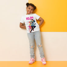 Speed Princess: Mile After Mile "RUN" Sprinter 001 Exclusive Girls Kids Rash Guard Running Short Sleeve Tees