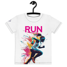 Speed Princess: Mile After Mile "RUN" Sprinter 001 Exclusive Girls Kids Rash Guard Running Short Sleeve Tees