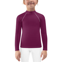 Splash-Ready Style: Solid Color Rash Guards for Young Girls - Tyrian Purple Exclusive Girls Kids Long Sleeve Rash Guard Solid Color Swimwear