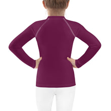 Splash-Ready Style: Solid Color Rash Guards for Young Girls - Tyrian Purple Exclusive Girls Kids Long Sleeve Rash Guard Solid Color Swimwear